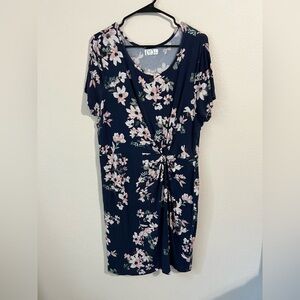 Maurices navy Blue and Pink Wrap Sundress with Knotted side